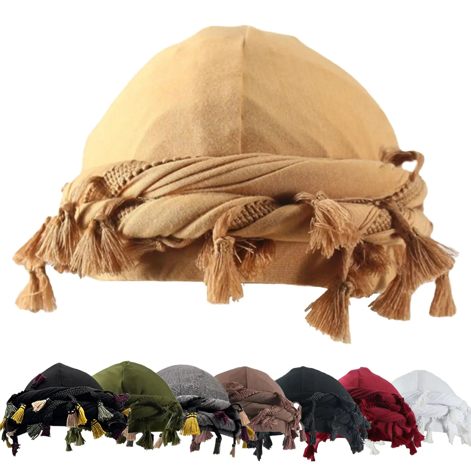 1pack Ethnic Style Men's Headscarf Hat, Elastic Hair Care Braid Hat, Satin Lining Head Hat, Turban Beanie Hat With Tassel Detail, Gift Idea