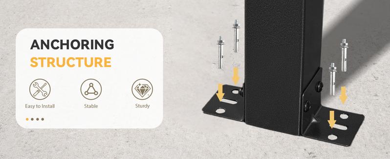 Aoxun 8’x10’ Gazebo Wall Mounted Pergola for Outdoor Patio, Decks, Backyard - Heavy Duty Awnings, Black, Clearance