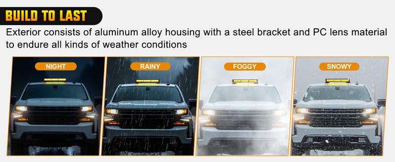 Nilight 12LED Wireless Strobe Light Amber 14 Inch Magnetic Mount Mini Light Bar 12V Rooftop Powered Hazard Work Lights for Car Truck Trailer Snow Plow Construction Vehicles