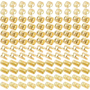 120 PCS Gold Dreadlock Beads Hair Jewelry Braids Accessories for Goddess Locs Crochet Passion Twist Hair Rings Soft Metal Adjustable Braiding Cuffs (120Pcs, Gold)