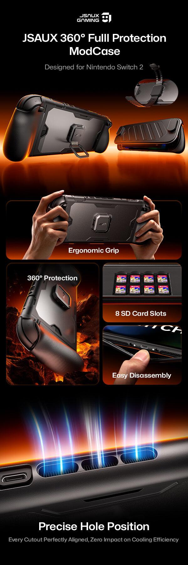 JSAUX ModCase for Switch 2 - Perfect Fit, Easy Access, Versatile Protection, Sleek Design, Ideal for Gaming & Videos