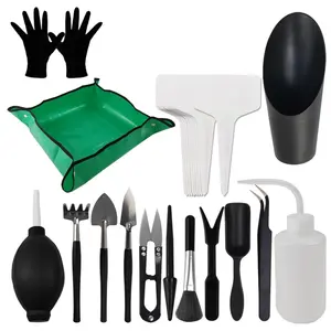 25Pcs Small Gardening Tools Gifts for Women Beginners - Garden Hand Tools Set for Indoor Succulent Bonsai Plants Transplanting, Included 39.4" Plant Repotting Mat/Miniature Shovel/Labels, Green - Home Improvement.