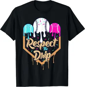 Baseball Drip Boys Ice Cream Waffle Home Plate Respect Drip T-Shirt - Crewneck Men Women Youth Boys Girl T-shirt Cotton Fabric