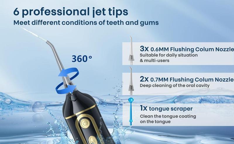 Smil Eglade Water Dental Flosser Cordless, 320ML Rechargeable Oral Irrigator for Teeth Cleaning, Portable & IPX7 Waterproof Teeth Cleaner Pick for Braces Home Travel