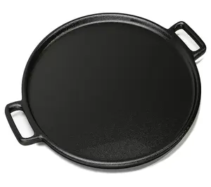 Home-Complete 14" Cast Iron Pizza Pan for Perfect Baking Ideal for Family Meals Gatherings Easy to Clean Maintain