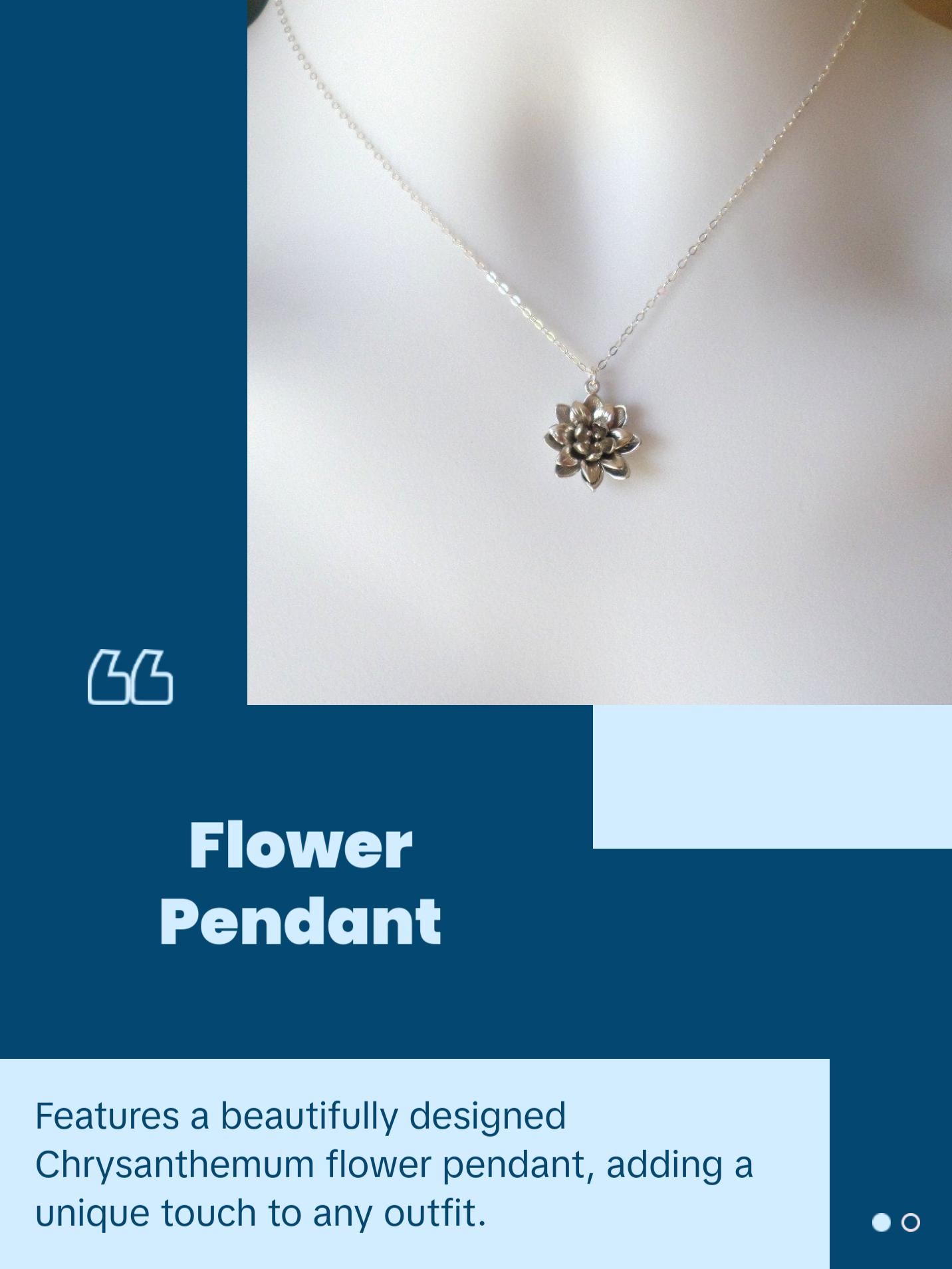 Chrysanthemum Necklace, Dahlia Necklace - Flower Necklace - Sterling Silver Necklace - Christmas Gift - Bridesmaid Gifts - Bridal