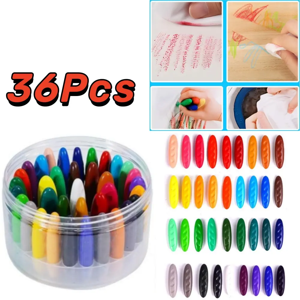 36Pcs Assorted Colors Peanut Crayons - Washable, Non-Toxic Large Crayons, Colorful Art Supplies, Multipurpose Art Supplies for Kids' Office Stationery & Crafting Gifts