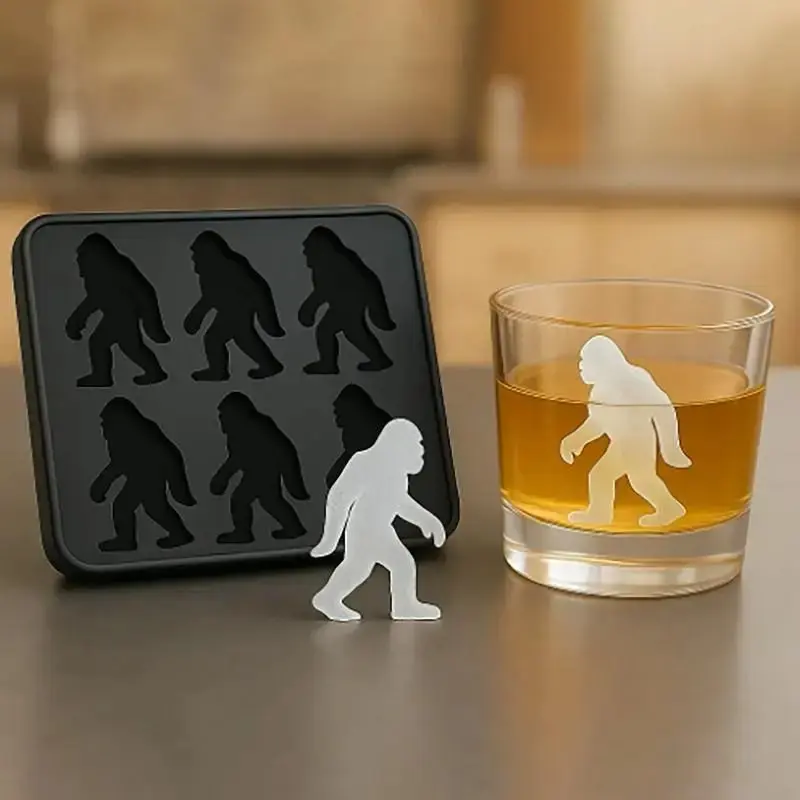 Bigfoot Ice Mold, Sasquatch Shape Silicone Ice Cube Molds, Funny Silicone Popsicle Molds for Halloween Party Drinks, Easy Release & Dishwasher Safe Utensils bigfoot merchandise Funny Sasquatch