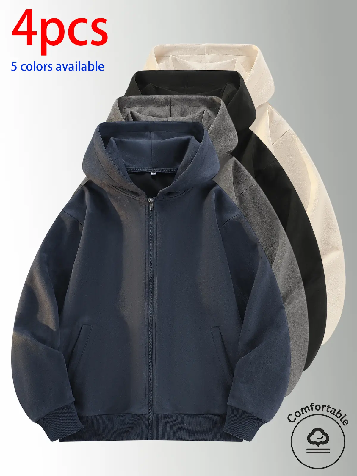 Men's Hooded Sweatshirt ，Suede Cardigan Jacket ，Large Hood Windproof， Warm Ribbed Cuffs Loose Drop Shoulder Long Sleeve Streetwear Baggy Trendy Sweatshirts Fall Outfits Fall Clothes Drippy Clothes Black Hoodie Fashion Clothing Boyfriend Gifts Hoodies Men