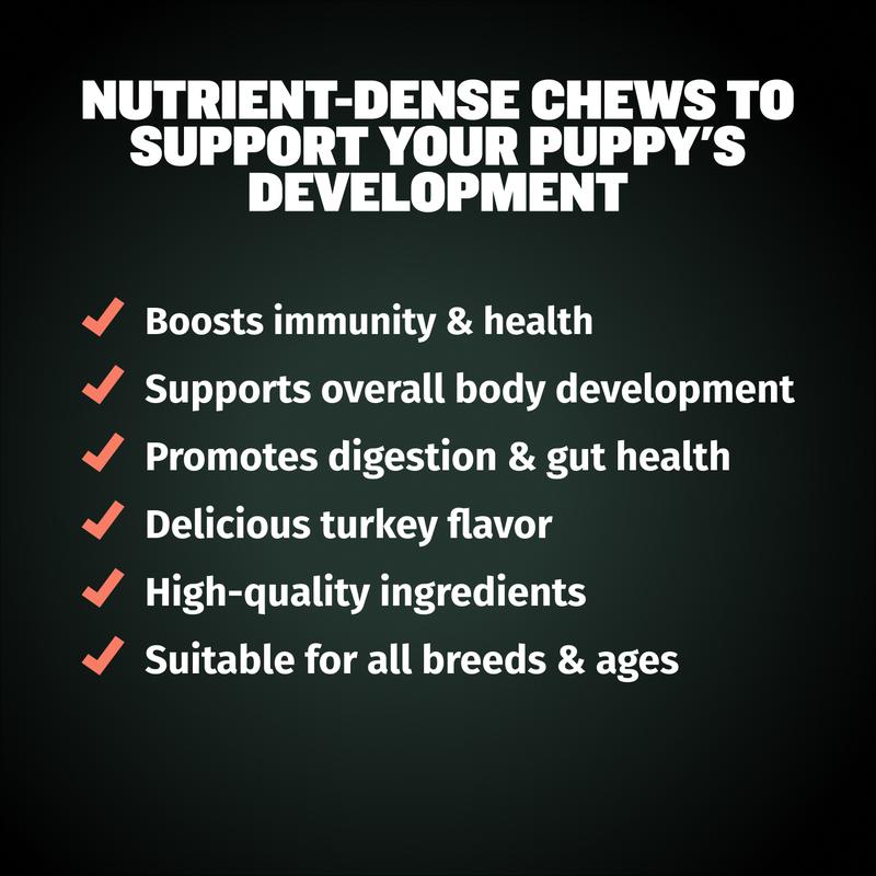 Bully Max Puppy Chews – Dog Supplement for Immunity, Growth, Digestive Health, and Muscle Support with Colostrum