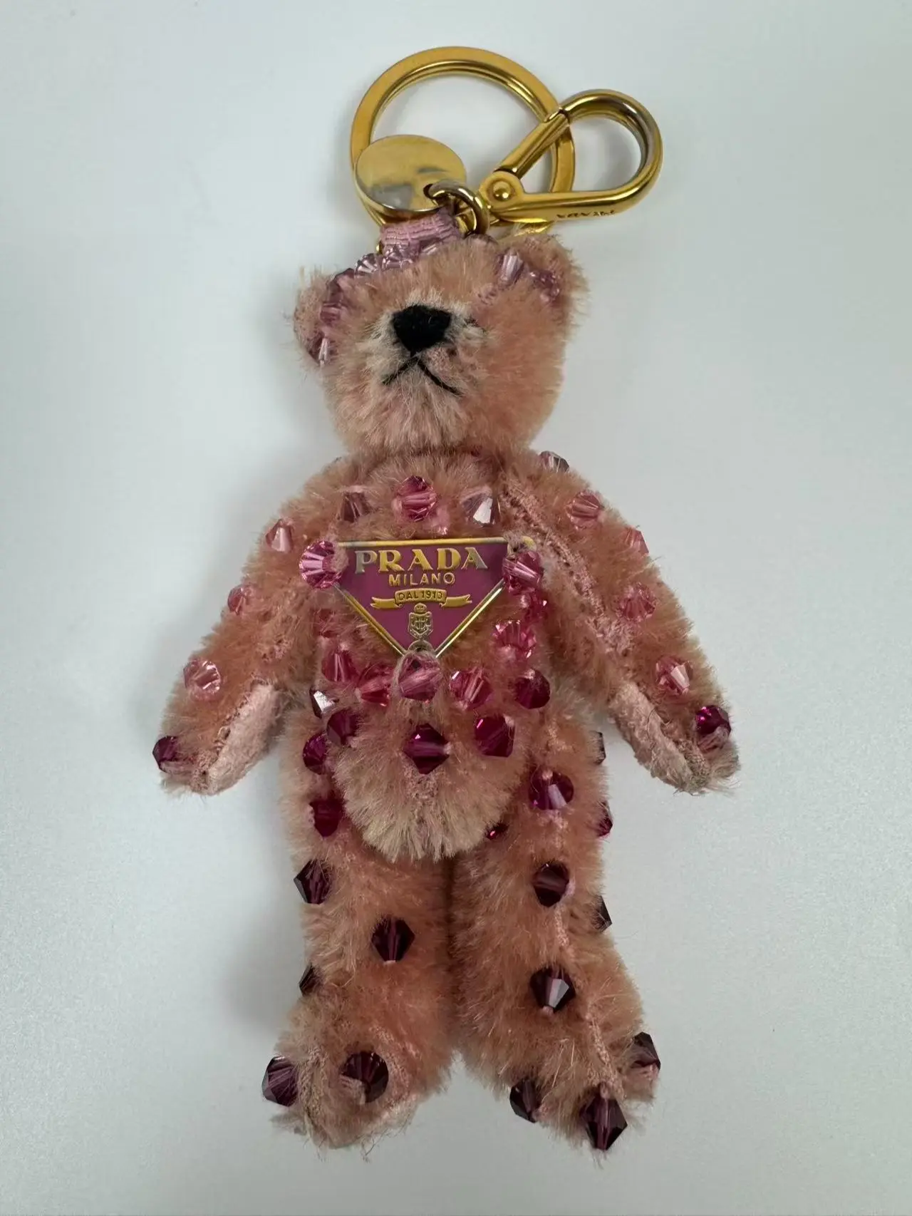 Pre-owned PRADA plush fabric Bag Accessories Pink Bear Key Charm
