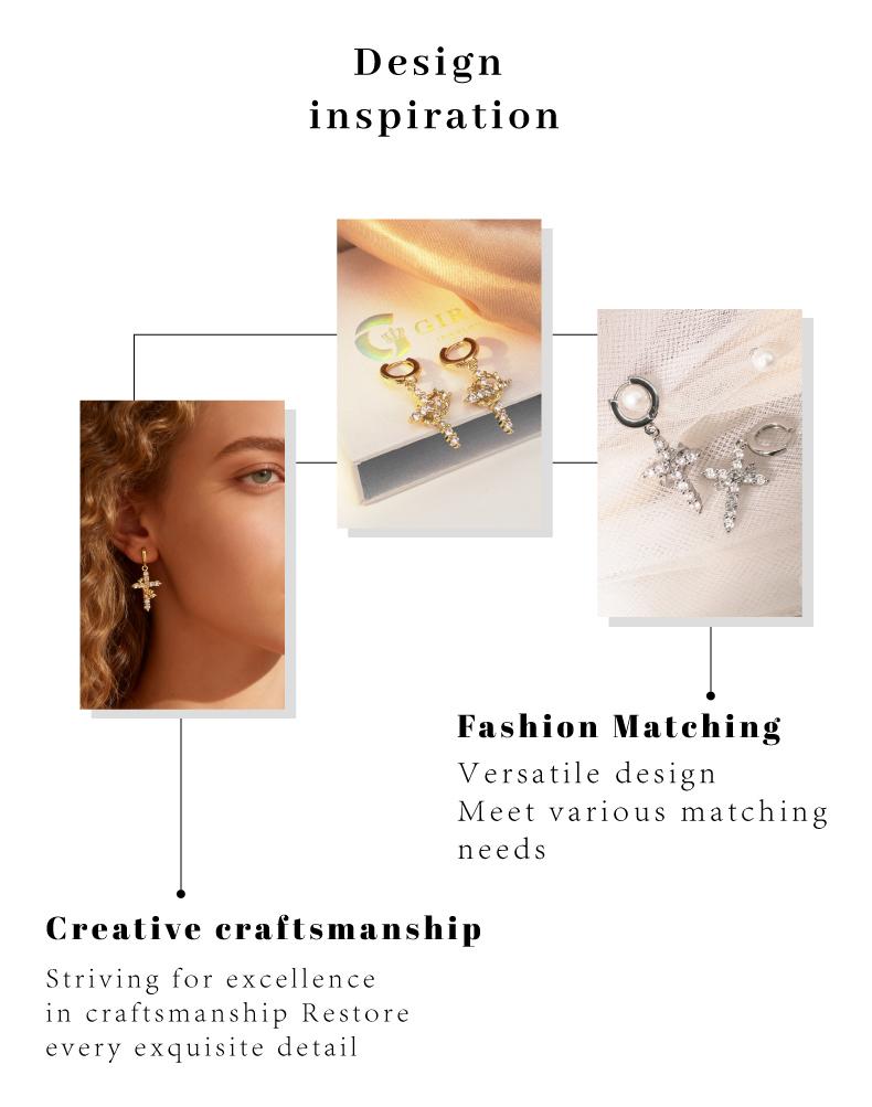 GGIRL 18K Gold Plated Crown Cross Earrings for Women Dainty CZ Pendant Hypoallergenic Non Tarnish Trendy Jewelry Casual Style Fashion Jewelry Gift for Holiday Haul Christmas Birthdays Anniversaries