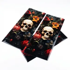 Clown Car Decal KL-1 Flame Gothic Skull B-Pillar Sunscreen Auto Center Column Cover Scratch-Resistant Waterproof Car Stickers Cartoon Decoration