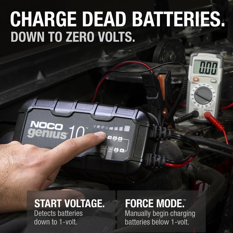 NOCO GENIUS10 10A Smart Battery Charger, 6V and 12V, Battery Maintainer, Trickle Charger and Desulfator
