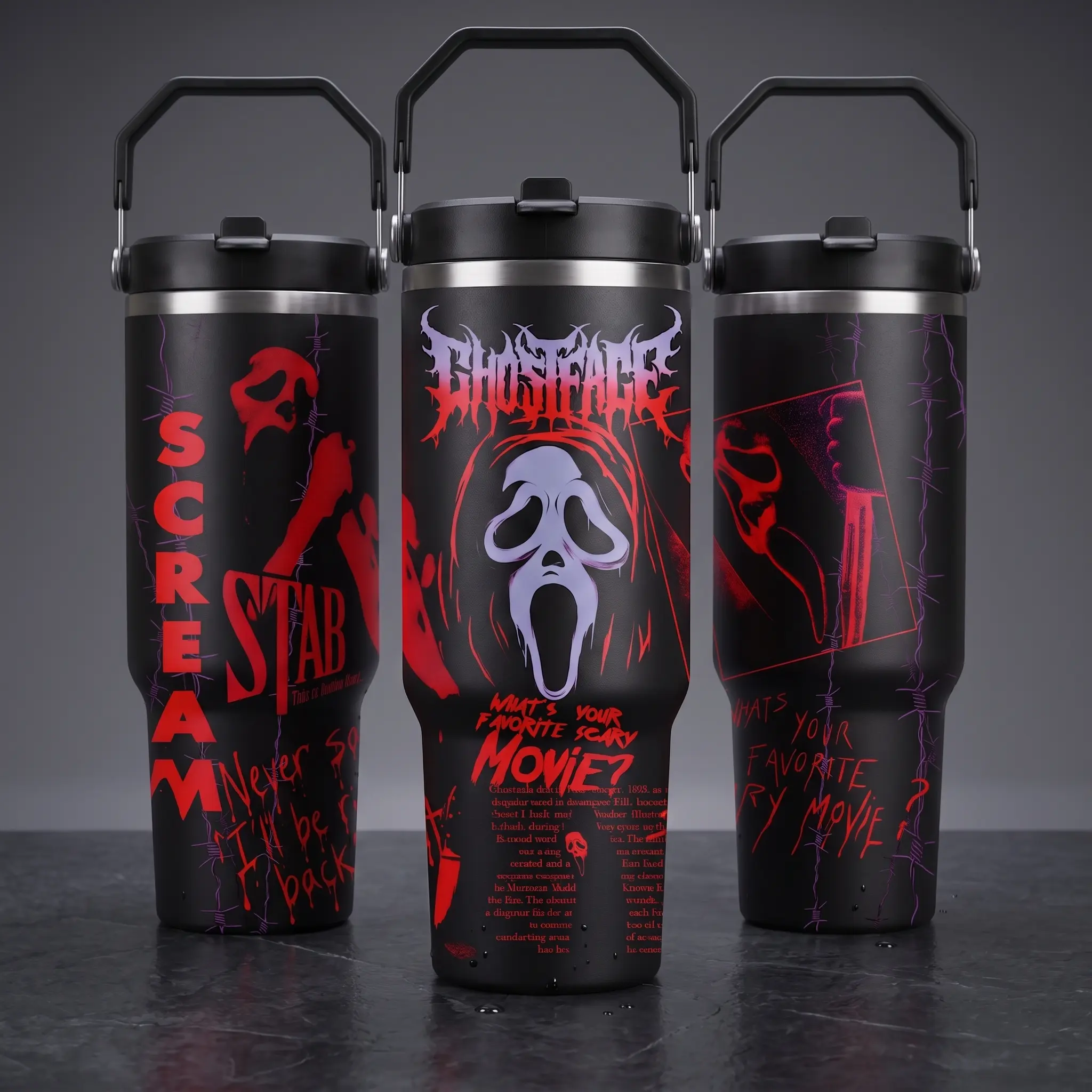 Retro Ghostface Scream Tumbler Cup, Ghostface Horror Character Cup, Halloween Gifts, Scary Movie Tumbler, Gift for Friend