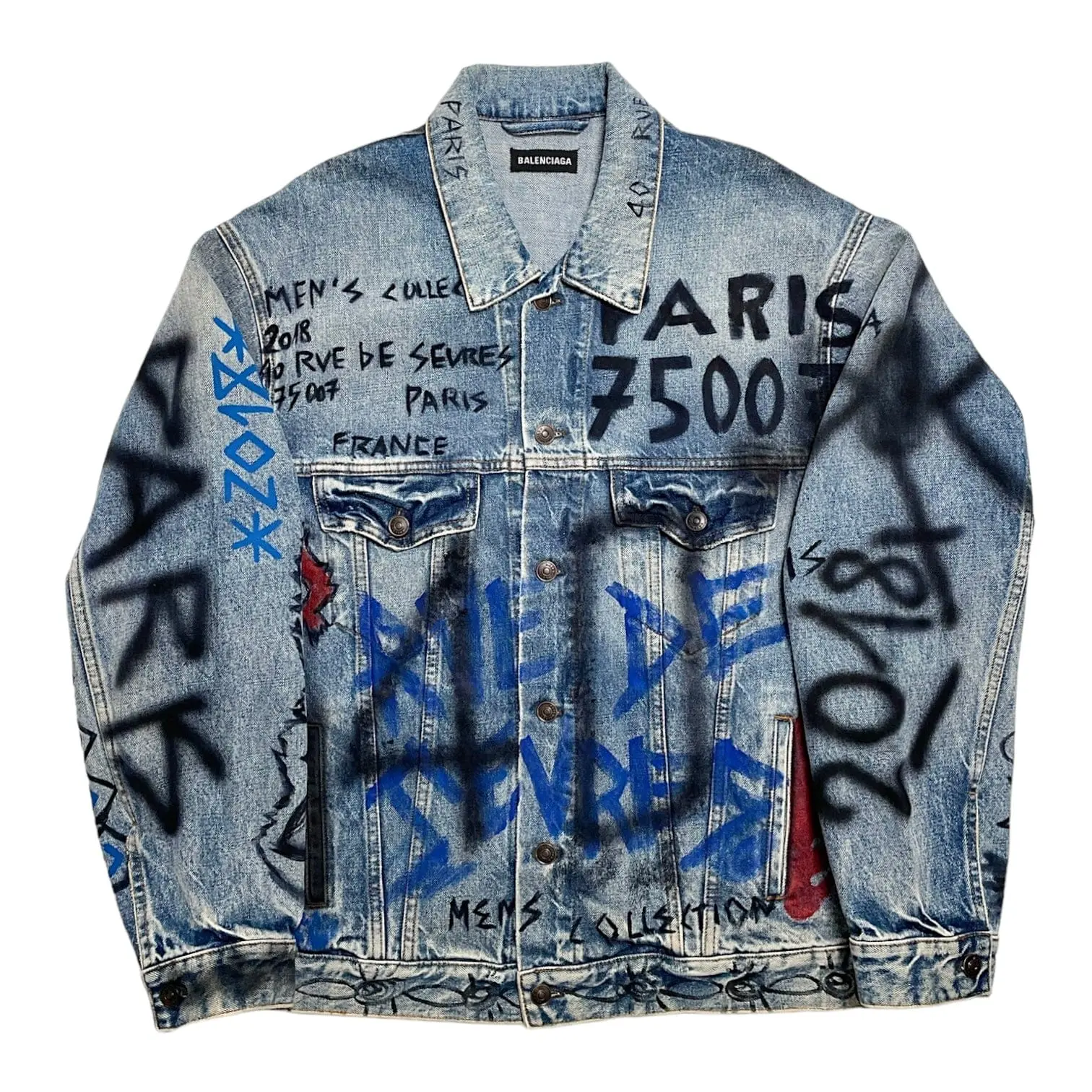 Balenciaga Menswear Casual Denim Jacket - 2018 Indigo Multi