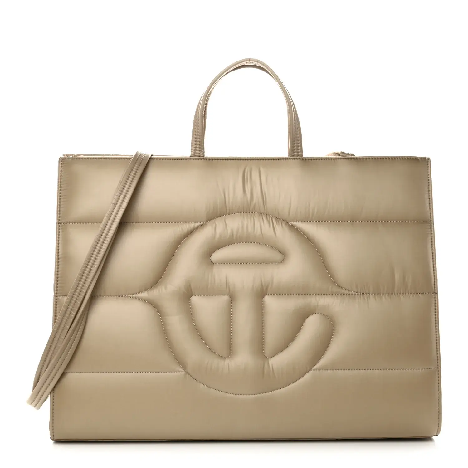Pre-owned Telfar Nylon Crossbody Bags Large Puff Shopping Bag Cream