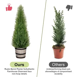【DealsForYouDays】3FT 4FT Artificial Cedar Topiary Trees with Rustic Barrel Planter, Outdoor Indoor Realistic Faux Pine Shrubs Plants, Fake Cypress Trees for Home Offices Porch Decor, Set of 2 summerwins,summerwins