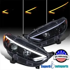 For 2013-2016 Ford Fusion Smoke Projector Headlights+Switchback+LED Turn Signal