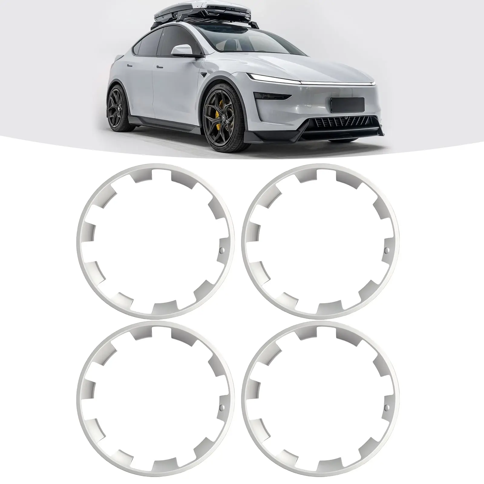 2025-2026 – Tesla Model Y Juniper 20" Helix Wheels 4-Piece ABS Curb Rash Wheel Protecto – rs | Silver Rim Edge Trim, Locking & Clip-On Installation (No Drilling Needed) ##TeslaModelY #HelixWheelCovers #RimProtection