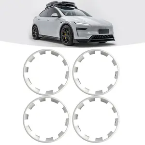 2025-2026 Tesla Model Y Juniper 20" Helix Wheels 4-Piece ABS Curb Rash Wheel Protectors | Silver Rim Edge Trim, Locking & Clip-On Installation (No Drilling Needed)  #ValentinesGift #TeslaModelY #HelixWheelCovers #RimProtection, Car Accessories, Automotive