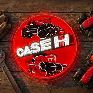 International Harvester Neon Signs for Wall Decor Dimmable IH Farmall Tractor Vehicle Neon Light USB Powered for Farm Bedroom Man Cave Bar Birthday Gifts