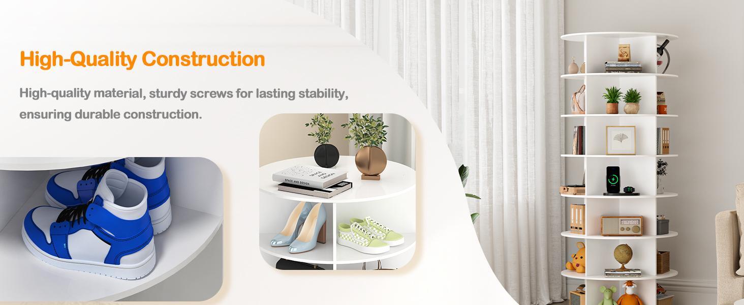 7-Tier Rotating Shoe Rack Tower - 360 Spinning Shoe Organizer, Vertical Lazy Susan, Closet Cabinet Rack for 28 Pairs of Shoes Bags Plants 7-Tier Rotating Shoe Rack Tower - 360 Spinning Shoe Organizer, Vertical Lazy Susan, Closet Cabinet Rack for 28 Pairs of Shoes Bags Plants