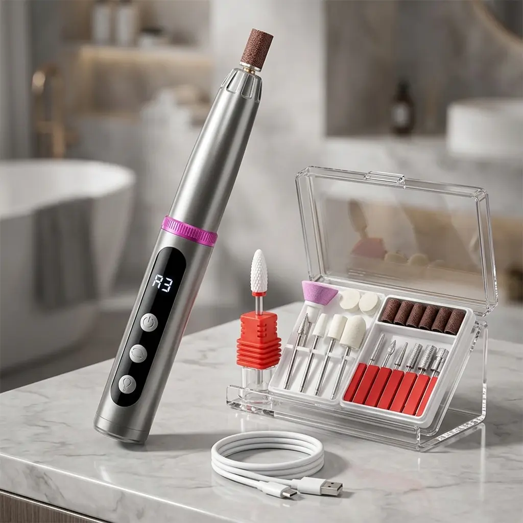 Electric Nail File Kit, 1 Box Portable Nail Polisher & Accessories, Professional Nail Art Tool for Women & Girls, Manicure & Pedicure Tool, Nail Grinding Tool, Nail Care