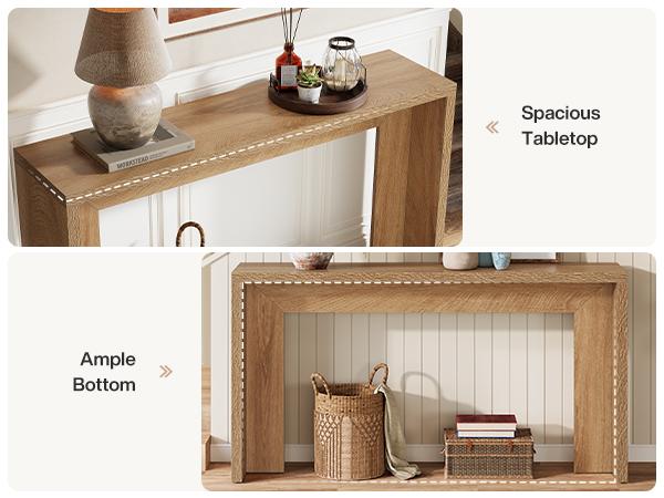 LITTLE TREE  Farmhouse Console Table, 55-Inch Wooden Sofa Table with Storage for Entryway, Foyer, Hallway, Living Room, Easy Assembly