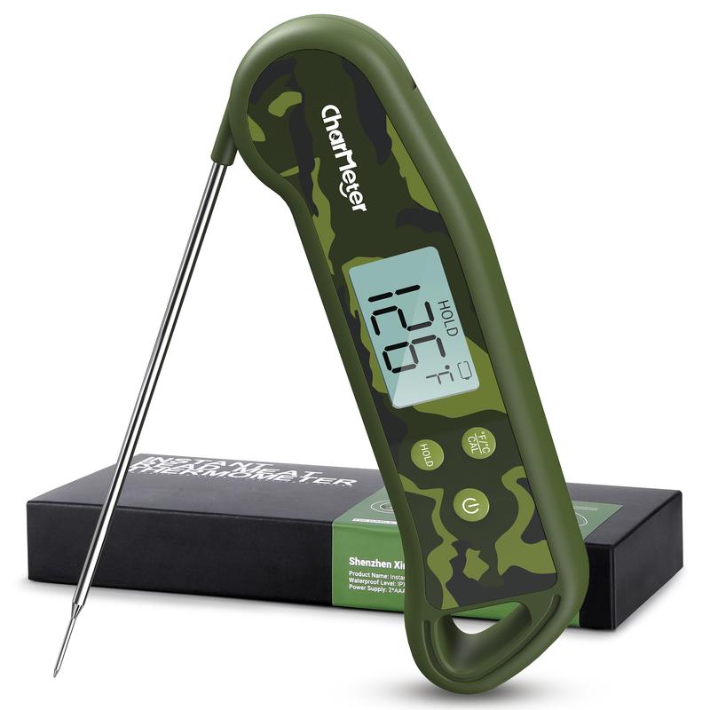 CHARMETER 0.5-Second Instant-Read Meat Thermometer High-Precision Digital Food Thermometer Features a large display screen Waterproof kitchen thermometer ideal for grilling, roasting, brewing.