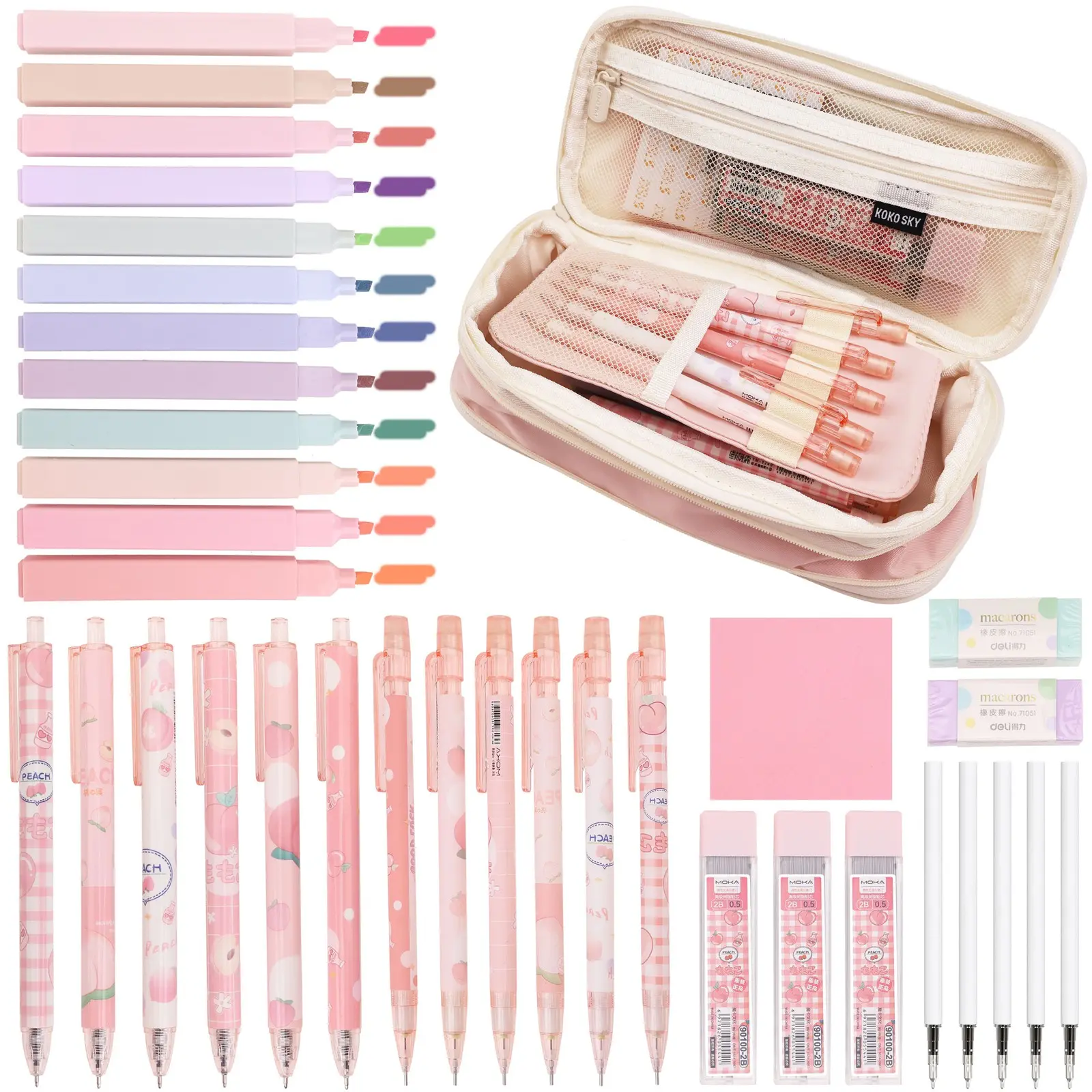 Cute Stationery Set, 36pcs/set Including Highlighter Pen & Gel Pen & Mechanical Pencil & Pencil Case, Stationery Supplies for Home School Office, Student Essentials, Art Marker Set, Homeschool Supplies, School Study Supplies