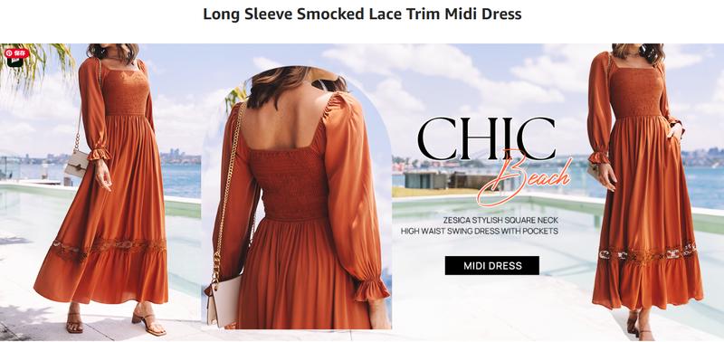 ZESICA Women's 2025 Boho Long Sleeve Square Neck Smocked High Waist Flowy A Line Lace Trim Maxi Dress ZESICA Women's 2025 Boho Long Sleeve Square Neck Smocked High Waist Flowy A Line Lace Trim Maxi Dress