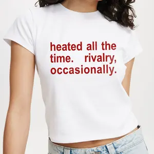 Heated All The Time Rivalry Occasionally Baby Tee, Y2K Hockey Romance Fandom Top, LGBTQ Merch Shirt