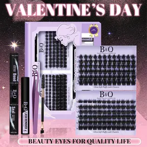 B&Q F03+F05 Kit l 144pcs Ultralight Wispy Lash Clusters (10-18MIX) for DIY Eyelashes Extension, Waterproof Long Lasting Realistic Vibe Lash