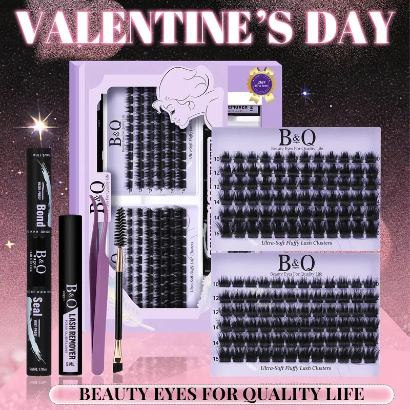 B&Q F03+F05 Kit l 144pcs Ultralight Wispy Lash Clusters (10-18MIX) for DIY Eyelashes Extension, Waterproof Long Lasting Realistic Vibe Lash