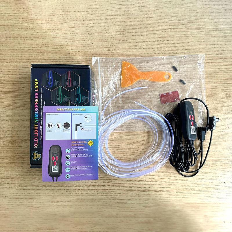 USB Powered Car Interior LED Light, Multiple Color Modes 5M Fiber Ambient Light, Car Interior Decorative Light