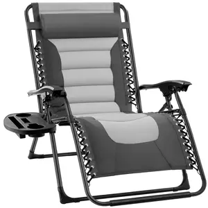 Best Choice Products Oversized Padded Zero Gravity Chair, Folding Outdoor Patio Recliner w/ Side Tray