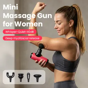 BOB AND BRAD Adjustable Red Q2 Mini Massage Gun Travel Size Pocket-Sized Deep Tissue Massager Gun, Comfort Muscle Relaxation,Pain Relief Vibrating Ultra Small & Quiet Muscle Therapy Device with Carry Case,FSA and HSA Eligible,Idae Gift for Men Women