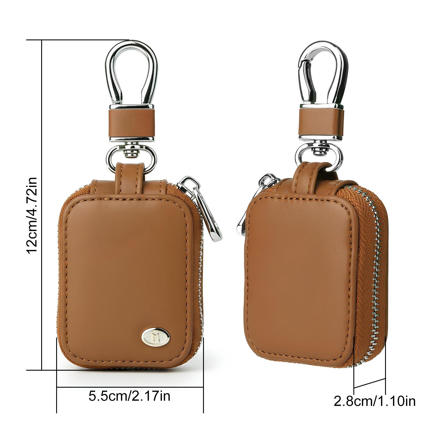 Earphone Case for AirPods 4/3/ 2/1/ AirPods Pro 3 with Carabiner, PU Leather Zipper Pouch Bag with Mesh Pocket, Travel Storage Bag for Wireless Earbuds, Wired Earphones and Charging Cables, Wired Headphone & USB Cable