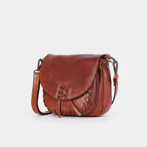 Spaghetti Western Vallero Handcrafted Leather Saddle Bag Premium Full Grain Crossbody Whipstitch Travel Purse