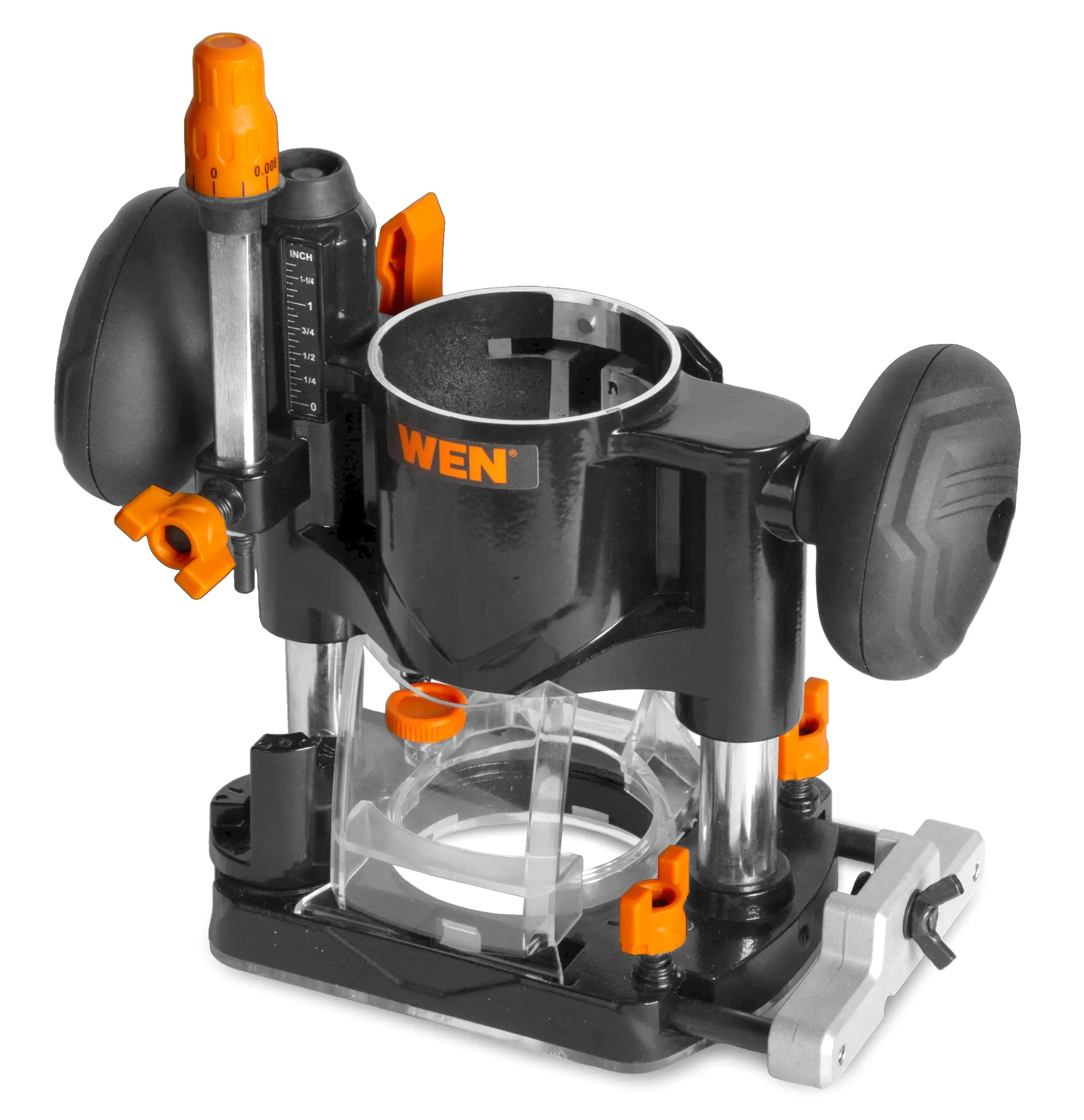 WEN 20610-PB Plunge Base Kit for Compact Trim Routers, 40mm Size, Hardware Power Tool with Accurate Adjustments, Versatile Design, Non-Slip Rubber Grip, Dust Port Shield, Depth Stops, Power Tools, Accuracy