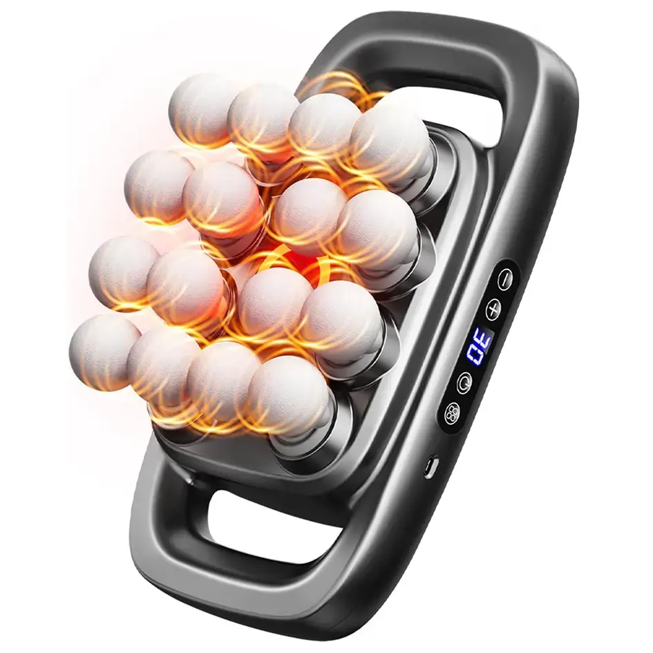 16-Head Adjustable Deep Tissue Muscle Massage Gun with Red Light Therapy, Handheld Percussion Massage Device, 30-Speed Full Body Relief for Shoulder & Low Back Pain, 2000mAh, 35W, Compact for Home&Travel