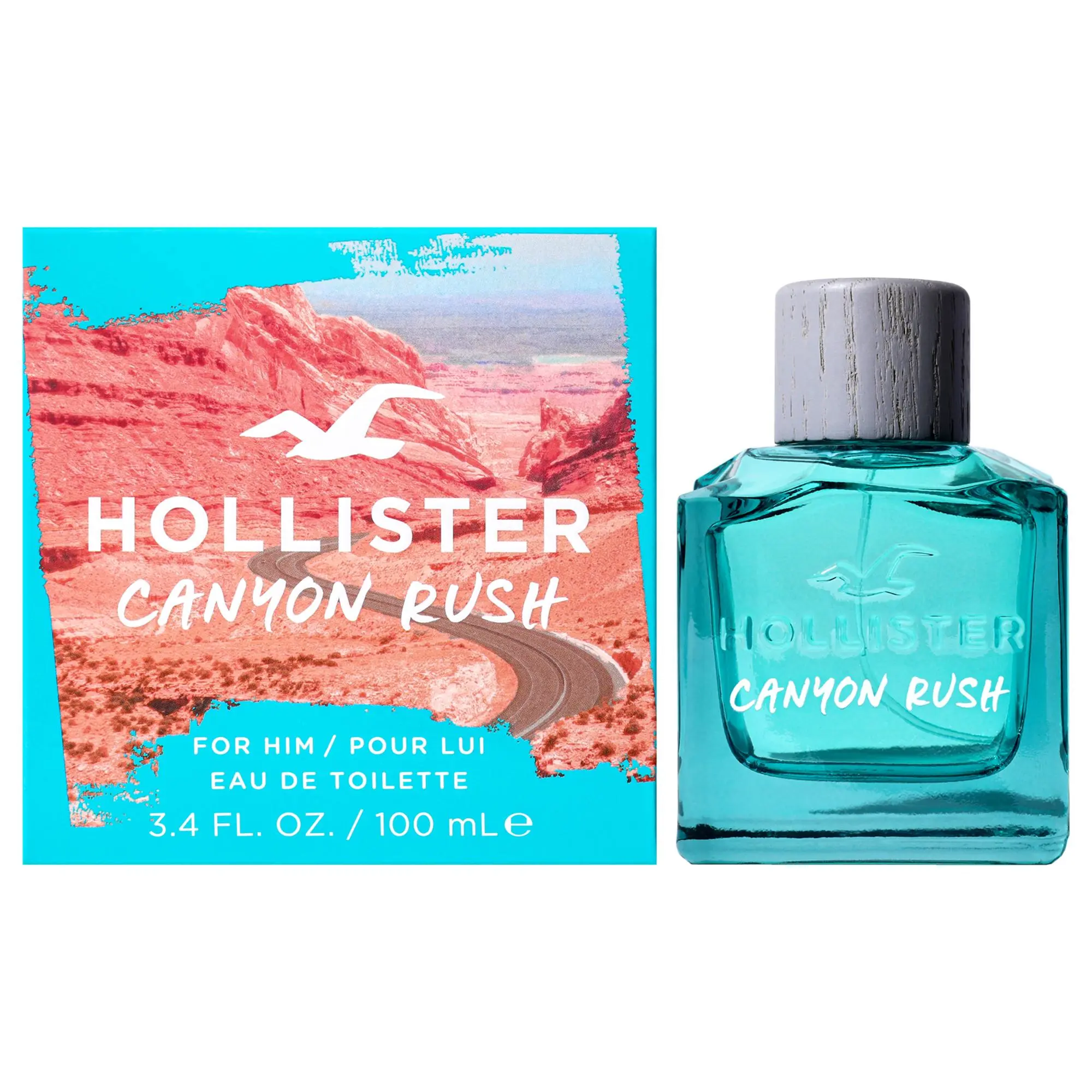 Canyon Rush by Hollister for Men - 3.4 oz (100ml) Refreshing EDT Spray, Bold Aroma with Adventure Vibe