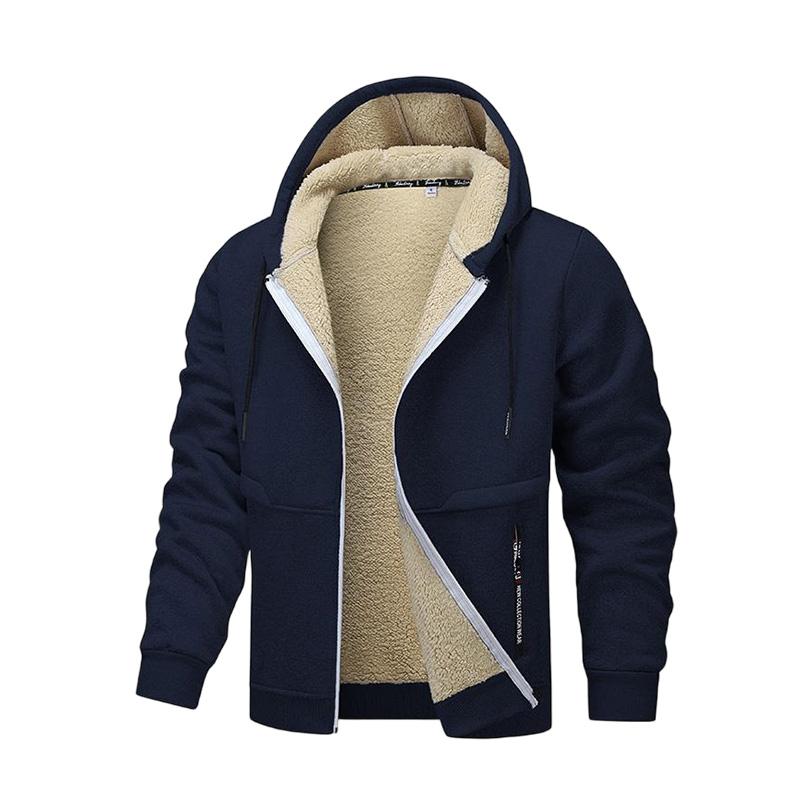 2PCS - Autumn And Winter Men's Simple Solid Color Hoodie, Drawstring Hooded Cardigan Coat, Men's Winter Clothing, Autumn And Winter Sports Outdoor Wear 2PCS - Autumn And Winter Men's Simple Solid Color Hoodie, Drawstring Hooded Cardigan Coat, Men's Winter Clothing, Autumn And Winter Sports Outdoor Wear