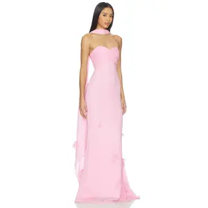 self-portrait Pink Georgette Scarf Maxi Dress in Pink