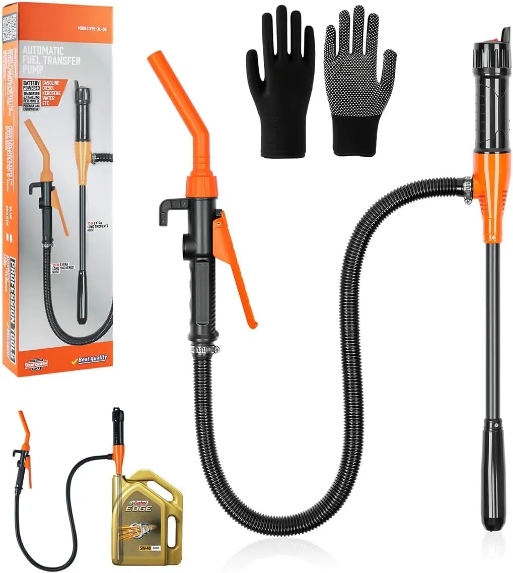 Portable Electric Fuel Pump | Flow Control Nozzle + Canister for Easy Gasoline Transfer
