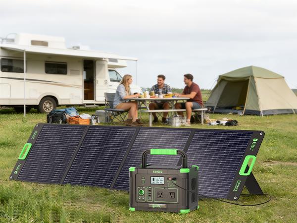EBL 200W Solar Panel - Foldable Portable Charger with 4 Kickstands | Pro-Grade Off-Grid Power for RV, Camping & Emergencies