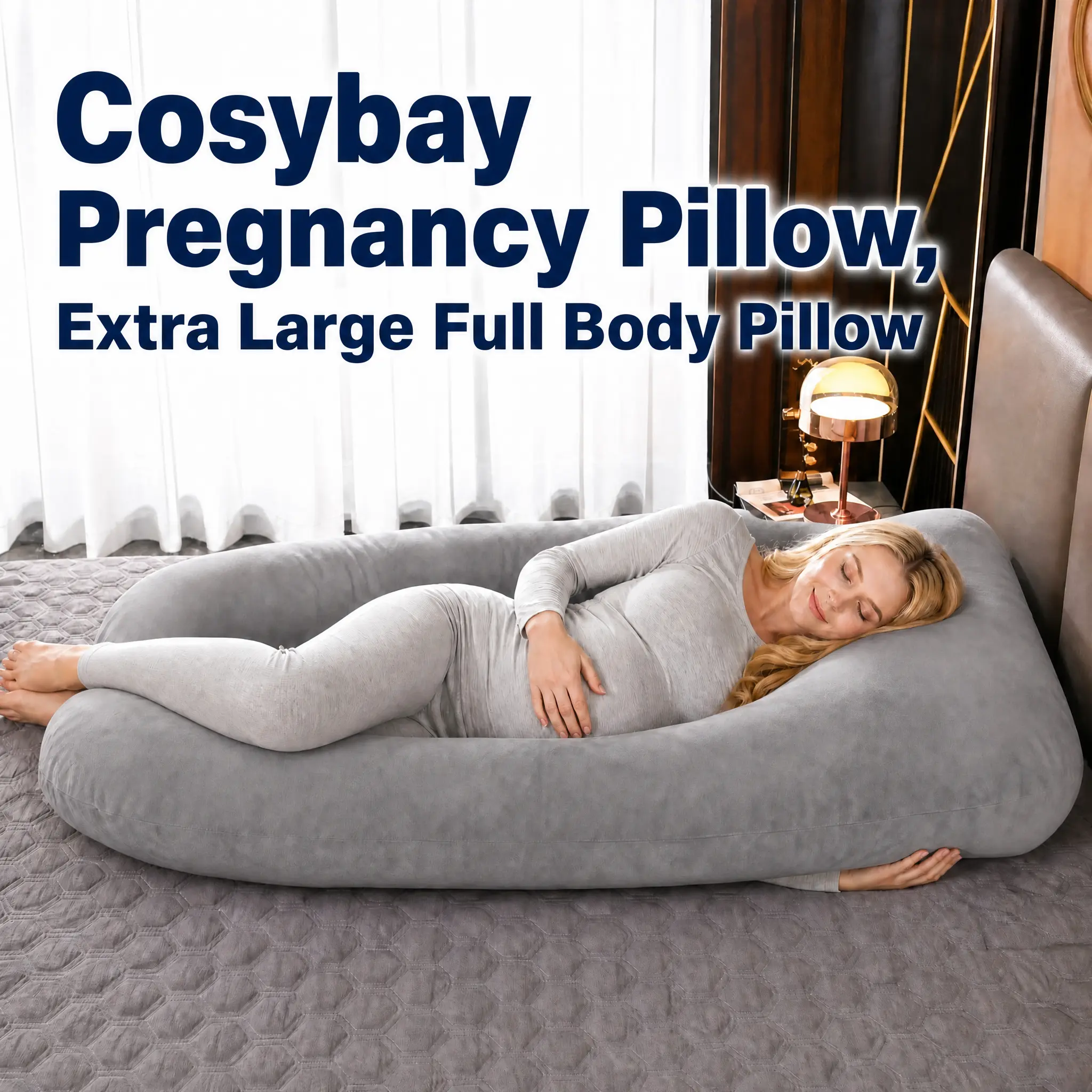 Cosybay Pregnancy Pillow, Extra Large Full Body Pillow,Full Body 55 Inch Maternity Pillow with Removable Washable Cover - Sleep Support for Legs, Back, Neck, Shoulder, Belly for Pregnent Women, Pregnancy Pillow for Wife,Maternity Pillow #momsoftiktok