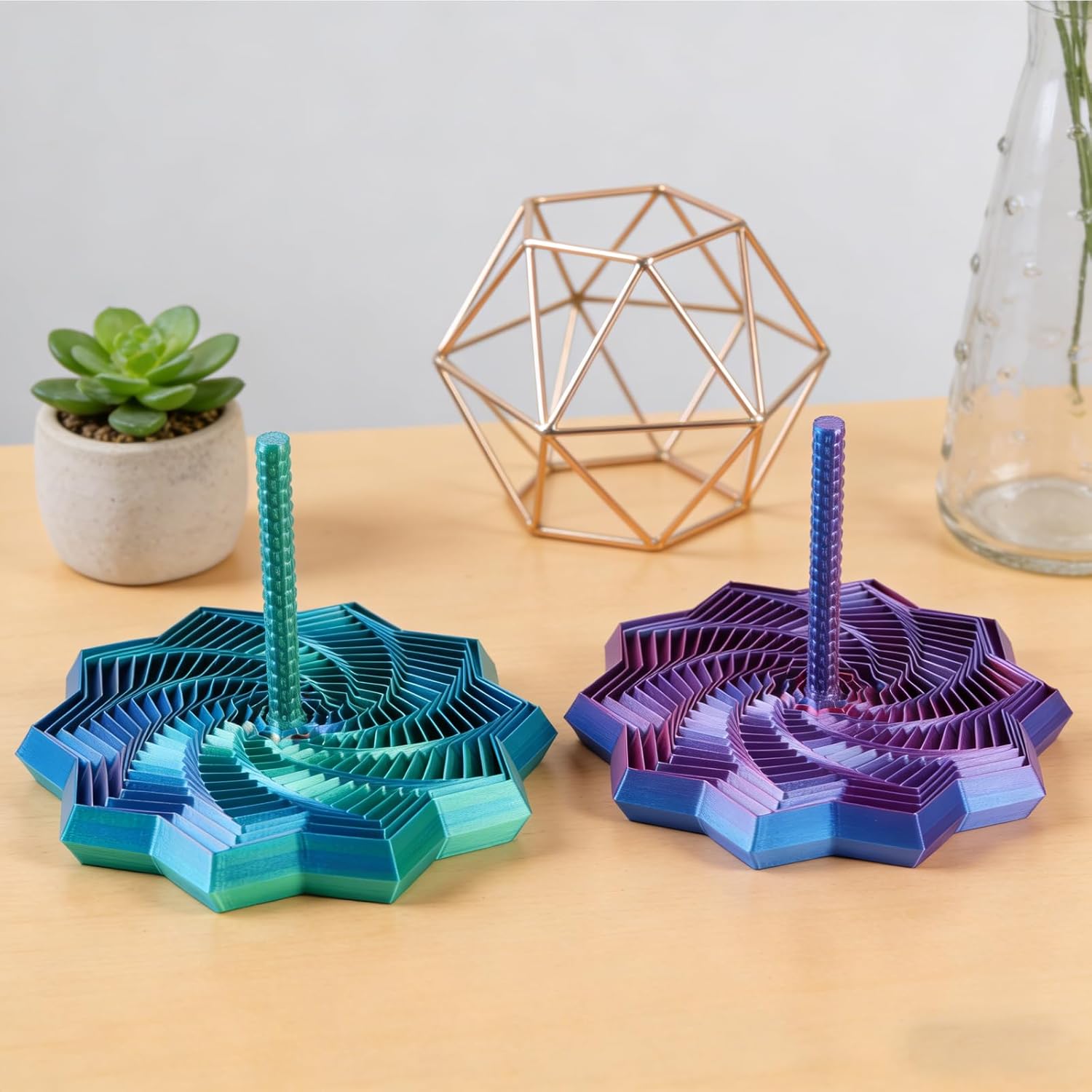 3D Printed Expanded Sensory Fidget Star,  Colorful Whirling Spiral Design for Stress Relief