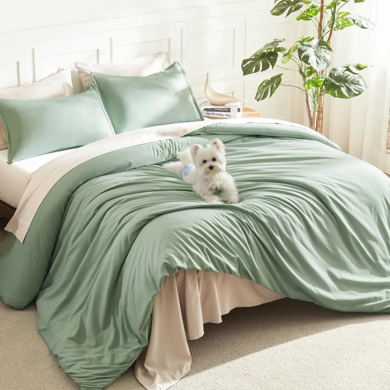 Litanika 3-Piece Lightweight Bed Comforter Set - Soft All-Season Fluffy Bedding, 1 Comforter, 2 Pillowcases, Wrinkle-Resistant Flat Weave, Hotel-Style Bed Cover Set, Home Goods for Back to School